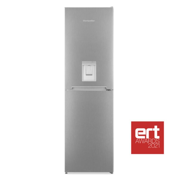 Montpellier MFF185DX 50/50 Frost Free Fridge Freezer in Inox with Water Dispenser 1