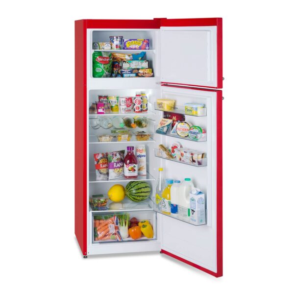 Montpellier MAB346R Retro Top Mount Fridge Freezer in Red 2