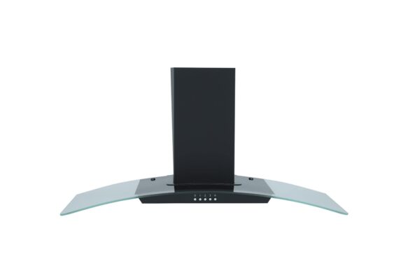 Montpellier MHE900LBK 90cm Curved Glass Black Chimney Hood with LED Edge Lighting 1