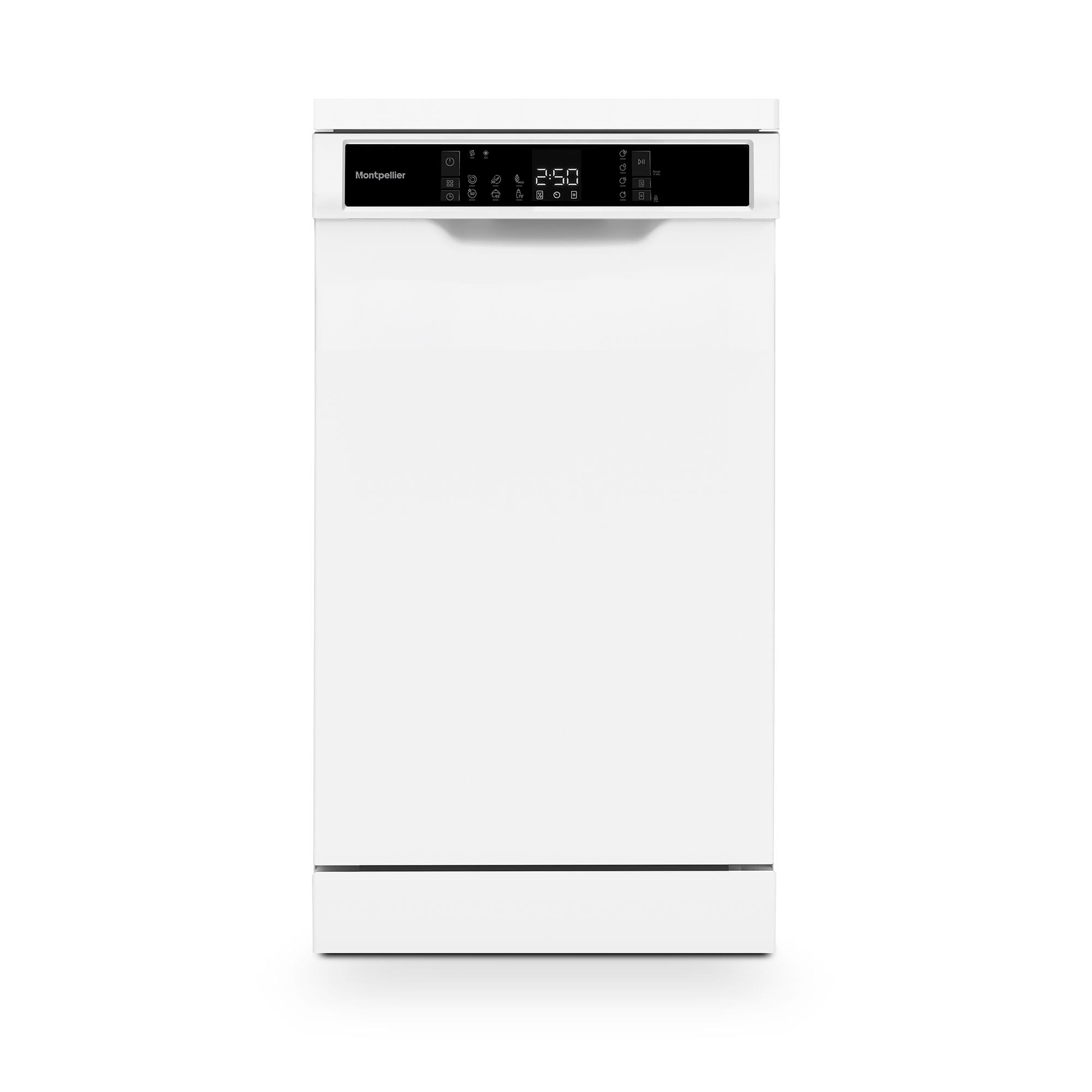 Montpellier MDWD1064W 45cm Freestanding Slimline Dishwasher in White 1 Montpellier MDWD1064W 45cm Freestanding Slimline Dishwasher in White